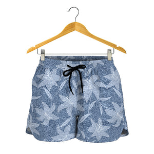 Floral Denim Jeans Pattern Print Women's Shorts