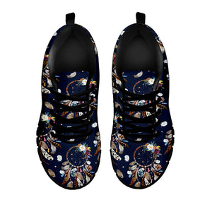 Floral Dream Catcher Pattern Print Black Sneakers