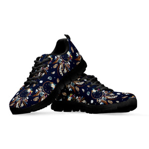 Floral Dream Catcher Pattern Print Black Sneakers