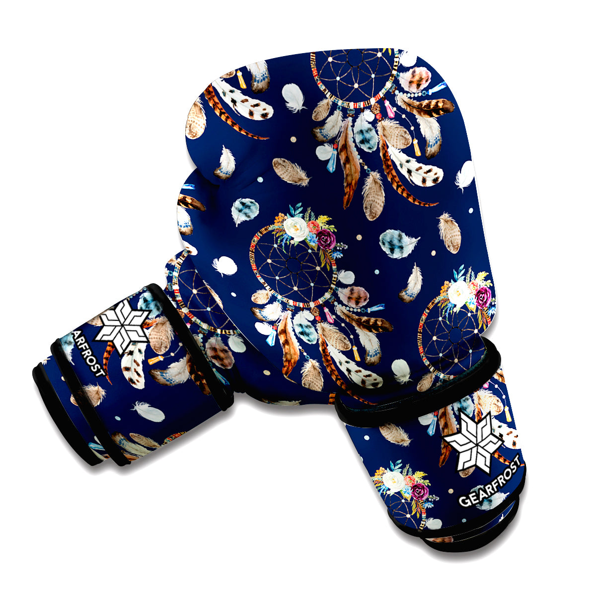 Floral Dream Catcher Pattern Print Boxing Gloves