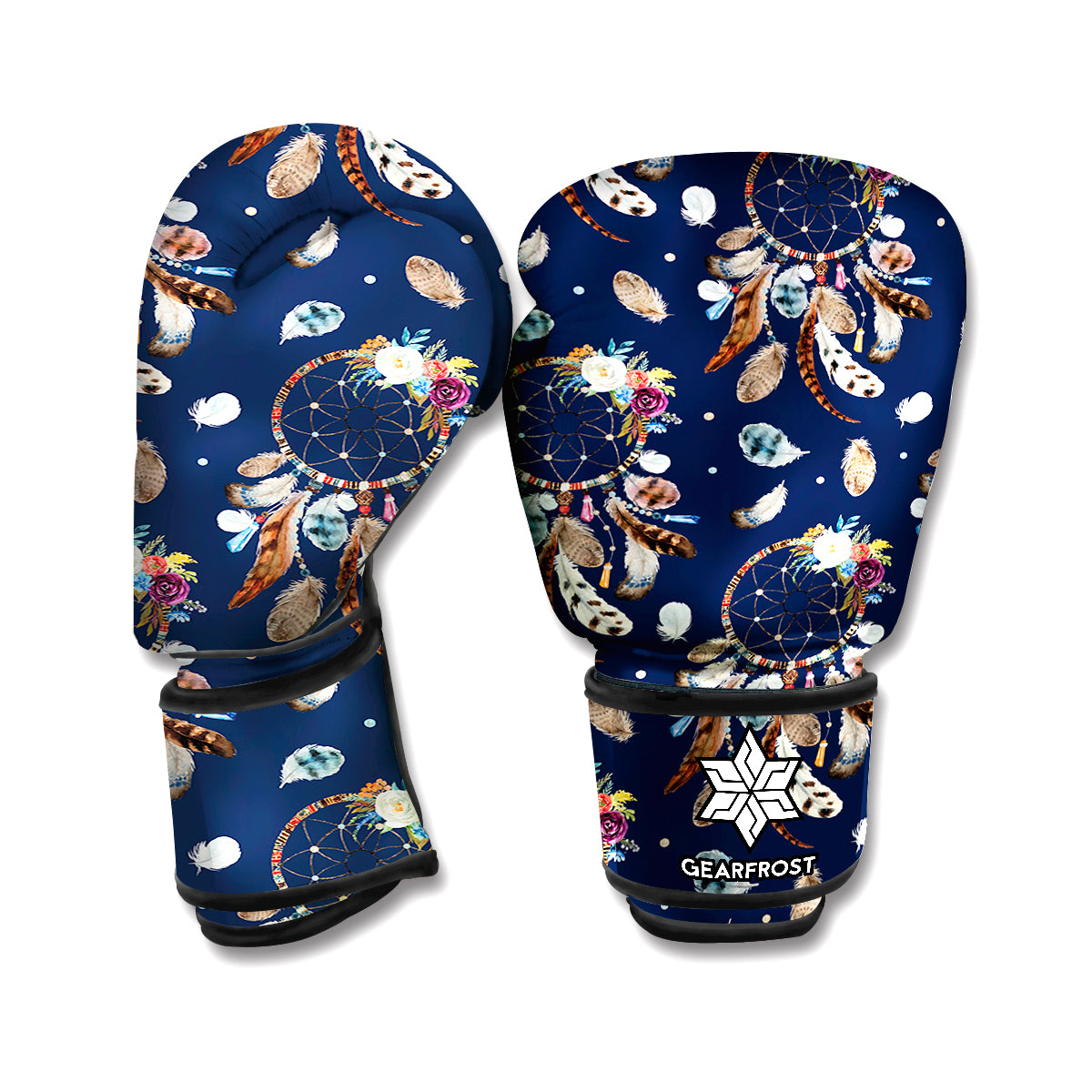 Floral Dream Catcher Pattern Print Boxing Gloves