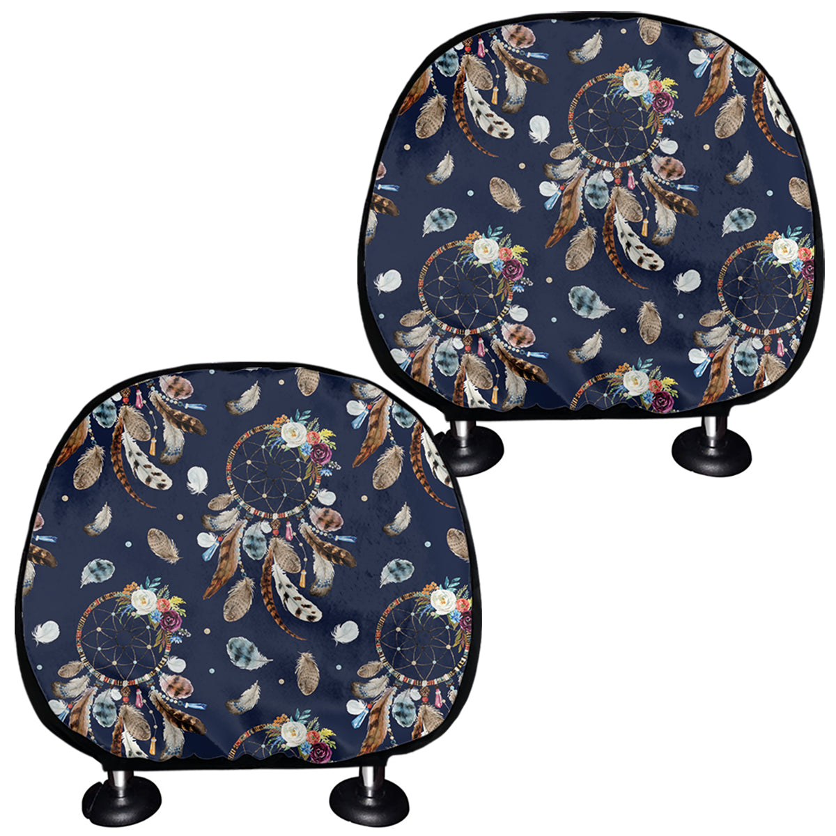 Floral Dream Catcher Pattern Print Car Headrest Covers