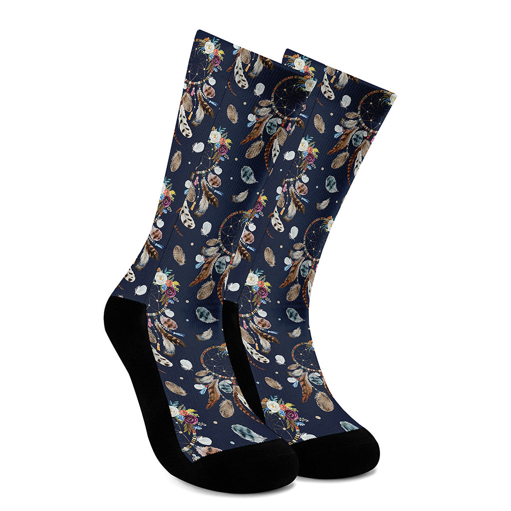 Floral Dream Catcher Pattern Print Crew Socks