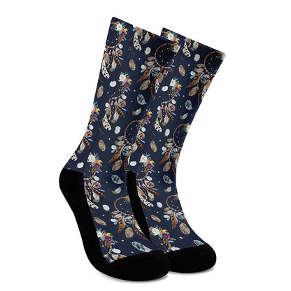 Floral Dream Catcher Pattern Print Crew Socks