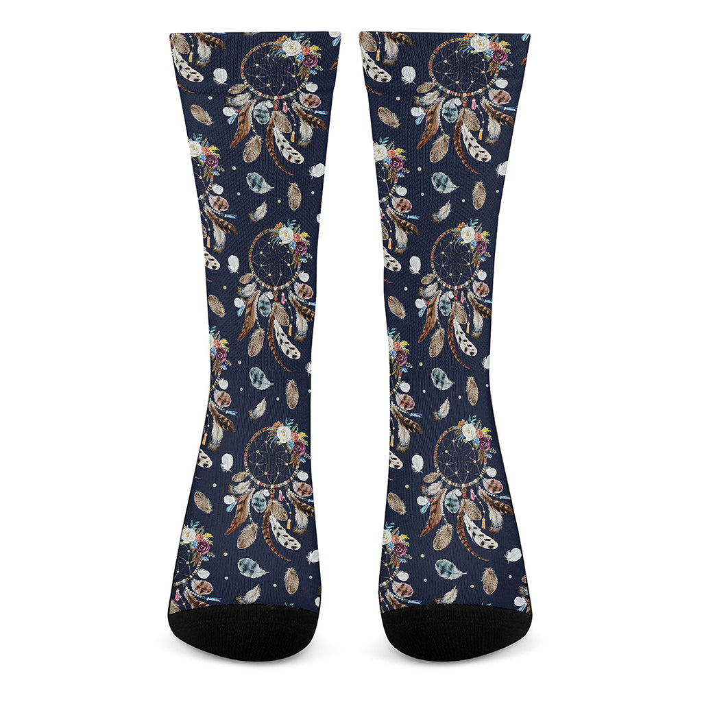 Floral Dream Catcher Pattern Print Crew Socks