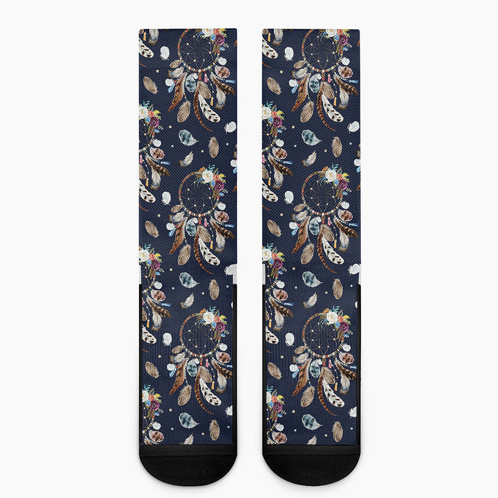 Floral Dream Catcher Pattern Print Crew Socks