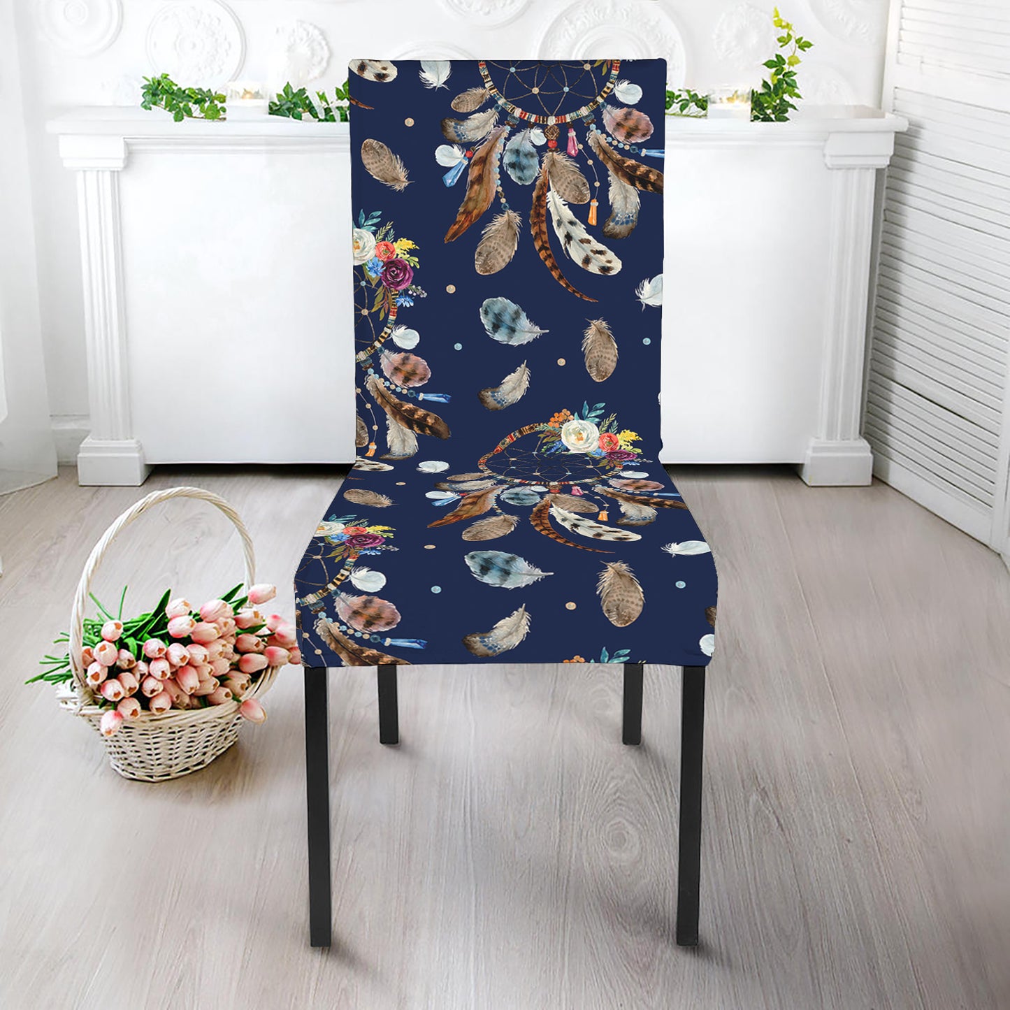 Floral Dream Catcher Pattern Print Dining Chair Slipcover