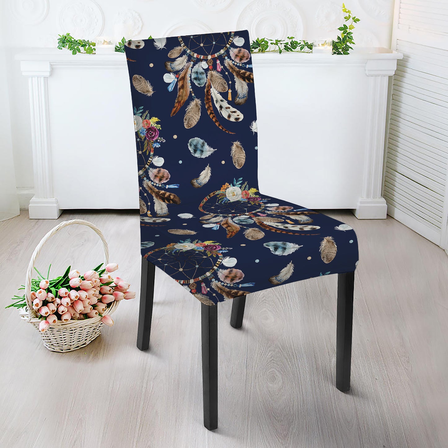 Floral Dream Catcher Pattern Print Dining Chair Slipcover