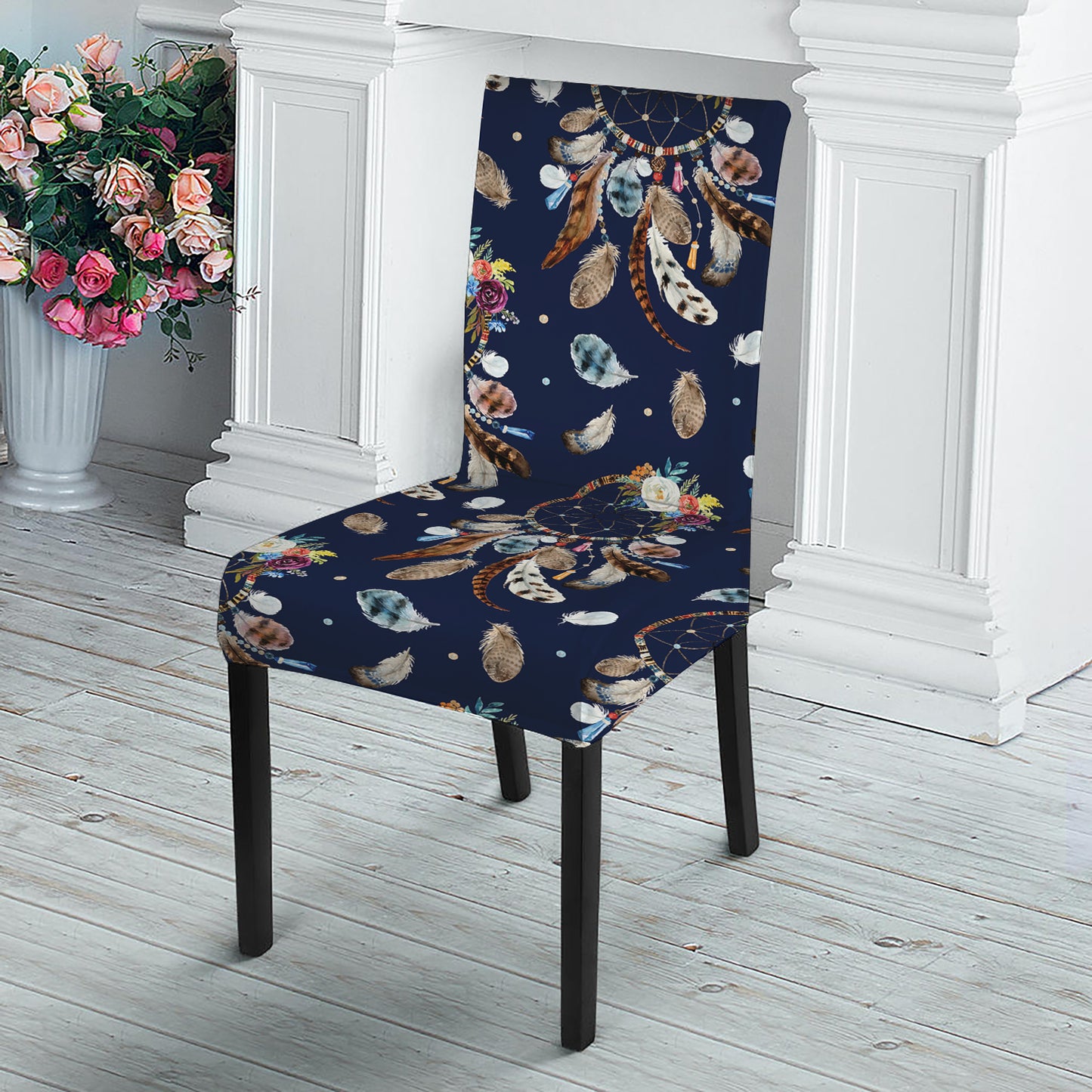 Floral Dream Catcher Pattern Print Dining Chair Slipcover
