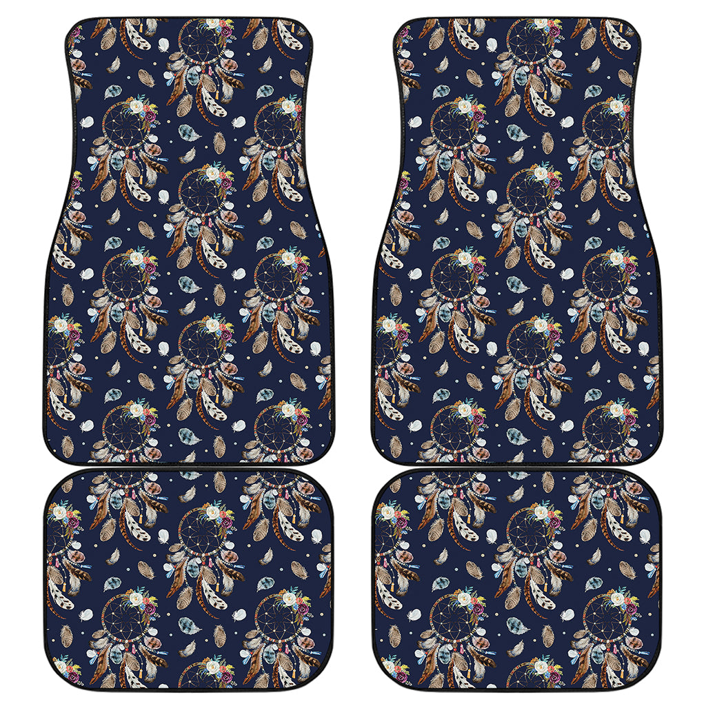 Floral Dream Catcher Pattern Print Front and Back Car Floor Mats