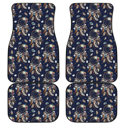 Floral Dream Catcher Pattern Print Front and Back Car Floor Mats