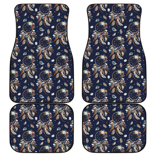 Floral Dream Catcher Pattern Print Front and Back Car Floor Mats