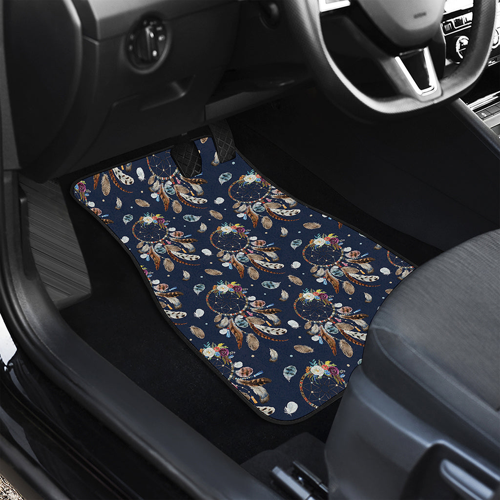 Floral Dream Catcher Pattern Print Front and Back Car Floor Mats