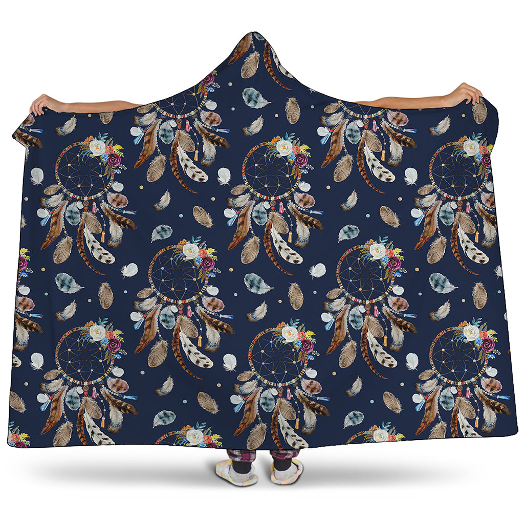 Floral Dream Catcher Pattern Print Hooded Blanket