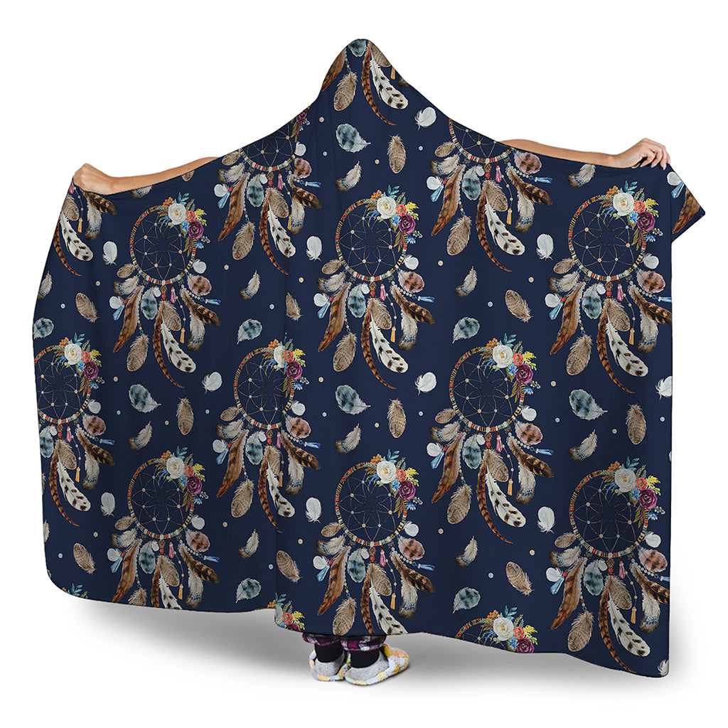 Floral Dream Catcher Pattern Print Hooded Blanket