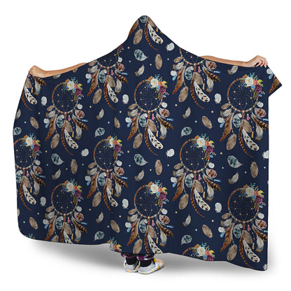 Floral Dream Catcher Pattern Print Hooded Blanket