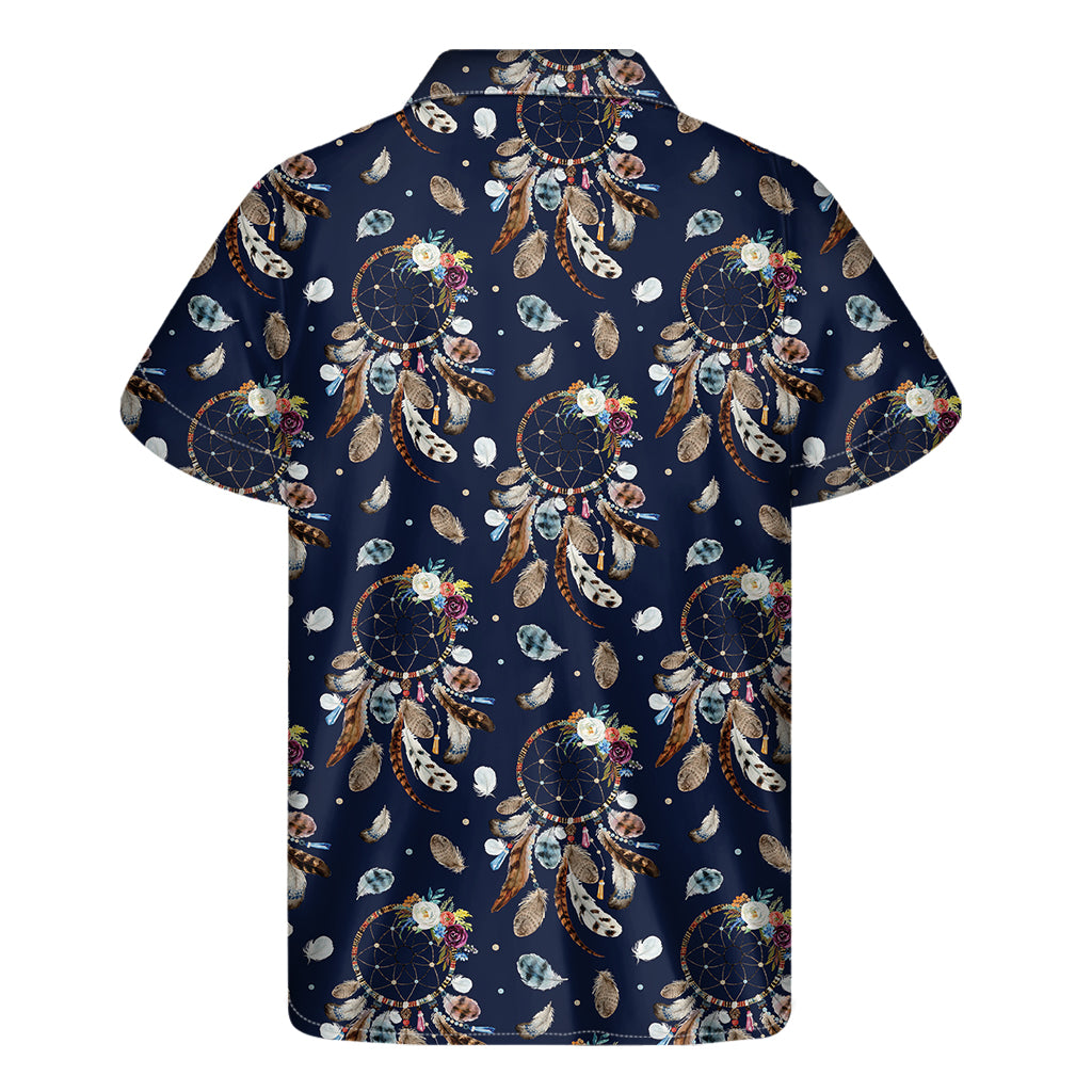 Floral Dream Catcher Pattern Print Men's Short Sleeve Shirt