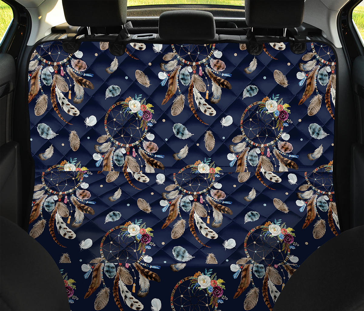 Floral Dream Catcher Pattern Print Pet Car Back Seat Cover