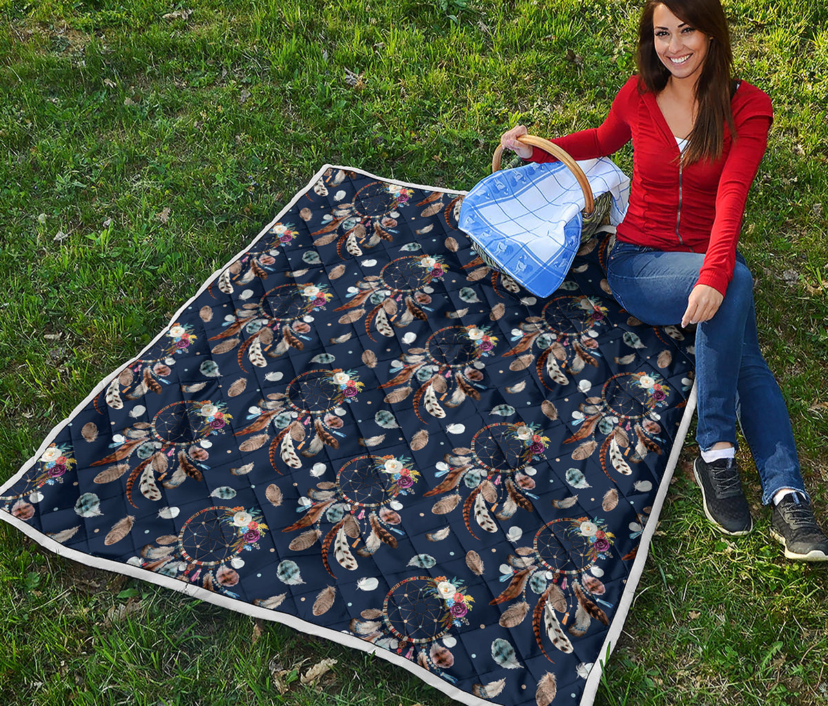 Floral Dream Catcher Pattern Print Quilt