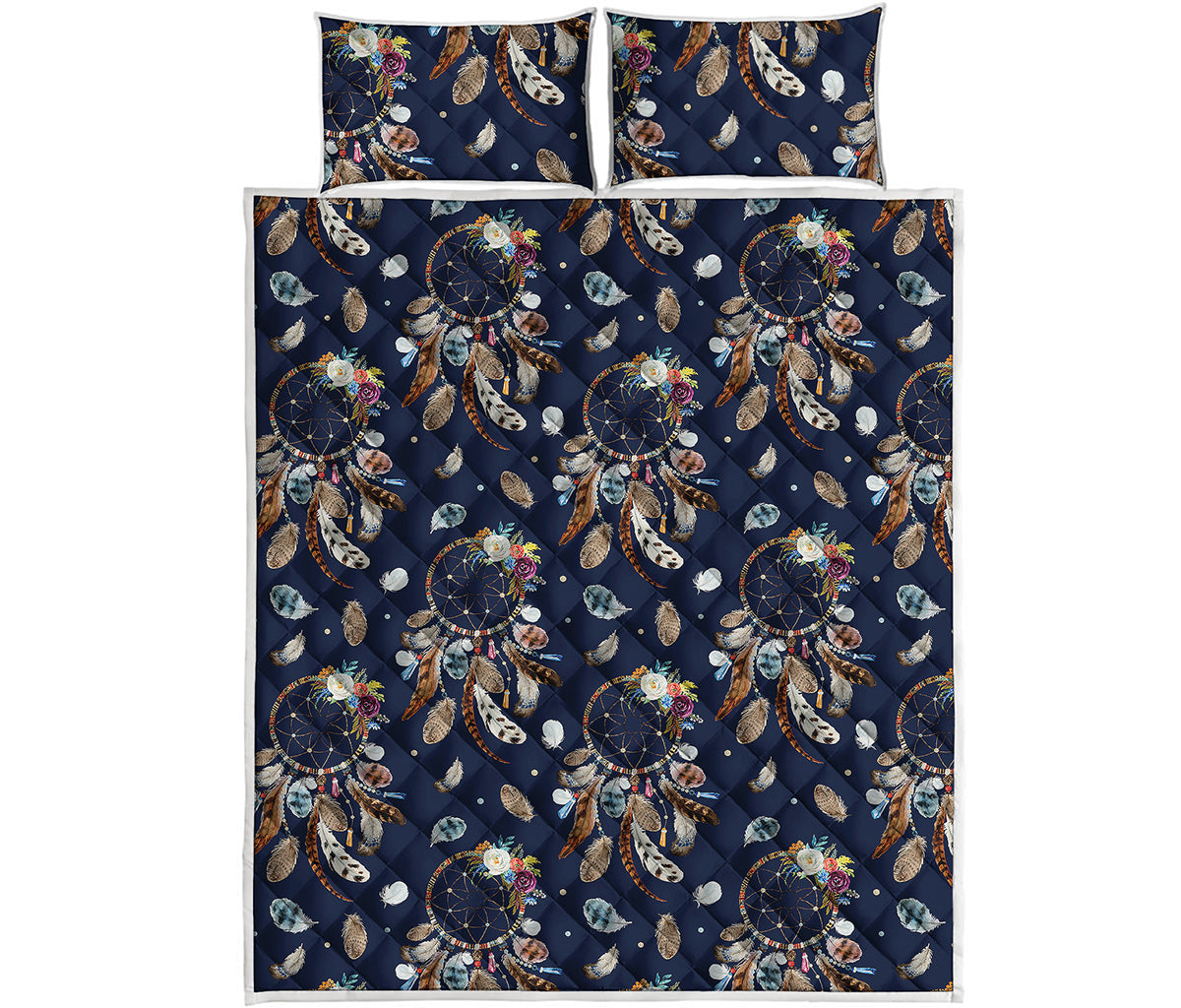 Floral Dream Catcher Pattern Print Quilt Bed Set