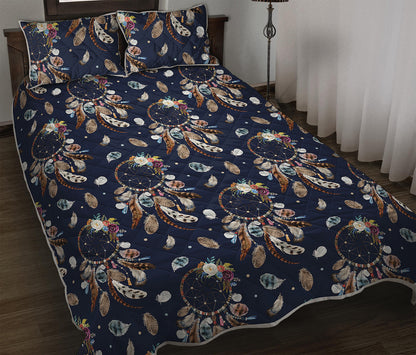 Floral Dream Catcher Pattern Print Quilt Bed Set