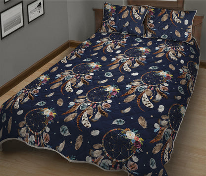 Floral Dream Catcher Pattern Print Quilt Bed Set
