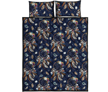 Floral Dream Catcher Pattern Print Quilt Bed Set