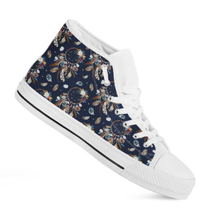 Floral Dream Catcher Pattern Print White High Top Shoes