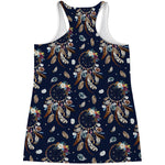 Floral Dream Catcher Pattern Print Women's Racerback Tank Top