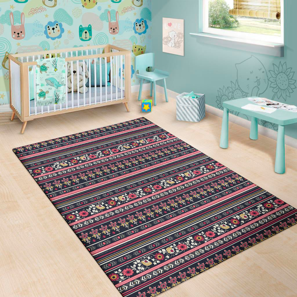 Floral Ethnic Pattern Print Area Rug
