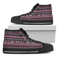 Floral Ethnic Pattern Print Black High Top Sneakers