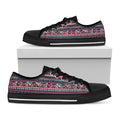 Floral Ethnic Pattern Print Black Low Top Sneakers