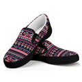 Floral Ethnic Pattern Print Black Slip On Sneakers