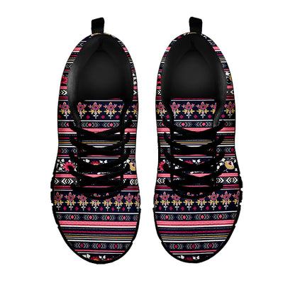 Floral Ethnic Pattern Print Black Sneakers