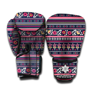 Floral Ethnic Pattern Print Boxing Gloves