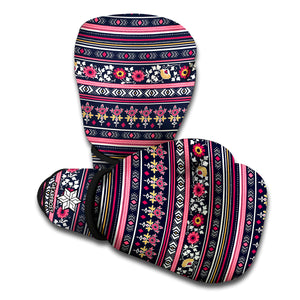 Floral Ethnic Pattern Print Boxing Gloves