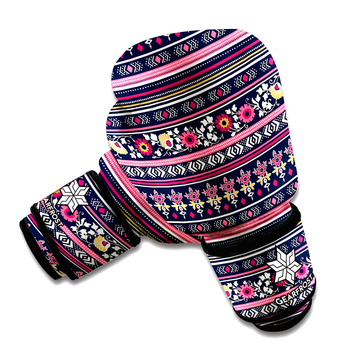 Floral Ethnic Pattern Print Boxing Gloves