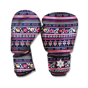 Floral Ethnic Pattern Print Boxing Gloves