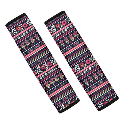 Floral Ethnic Pattern Print Car Seat Belt Covers