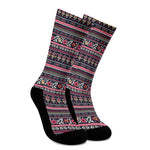 Floral Ethnic Pattern Print Crew Socks