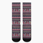 Floral Ethnic Pattern Print Crew Socks