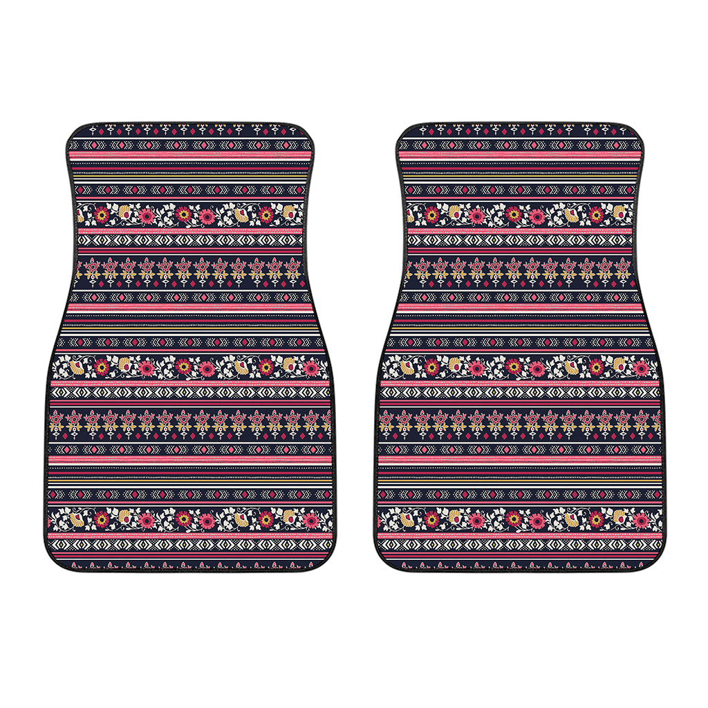 Floral Ethnic Pattern Print Front Car Floor Mats
