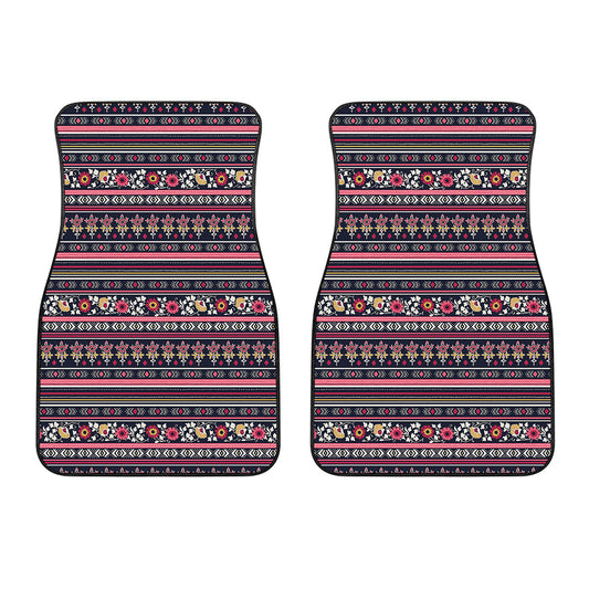 Floral Ethnic Pattern Print Front Car Floor Mats