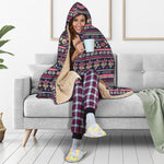 Floral Ethnic Pattern Print Hooded Blanket