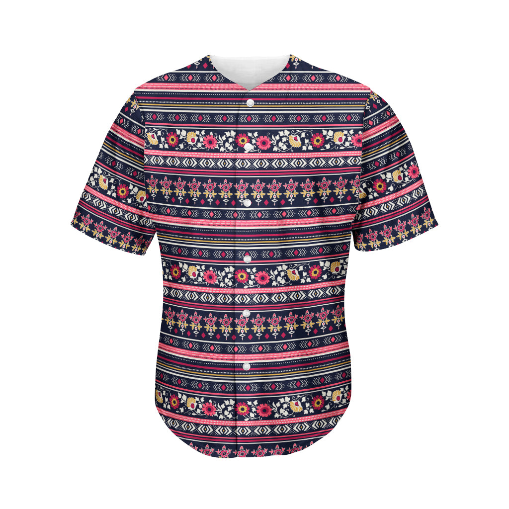 Floral Ethnic Pattern Print Men's Baseball Jersey