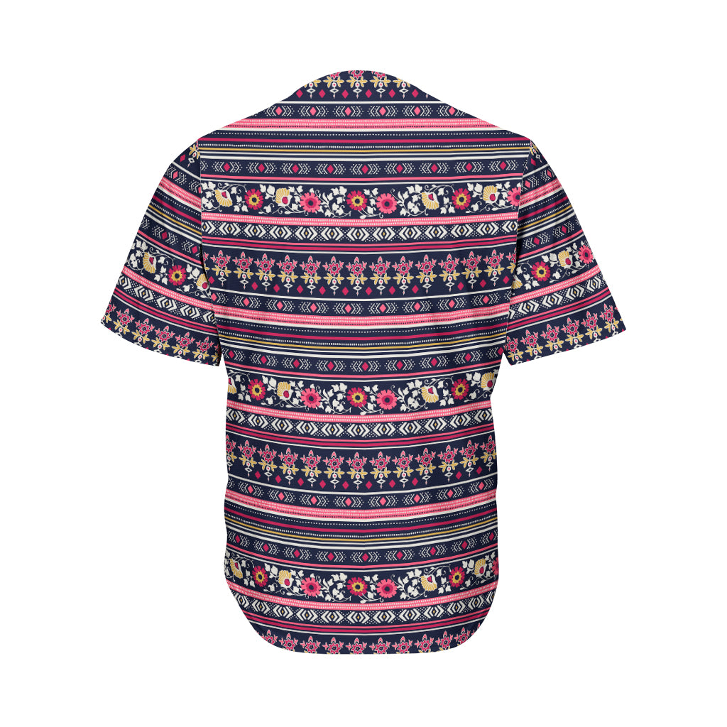 Floral Ethnic Pattern Print Men's Baseball Jersey