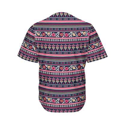 Floral Ethnic Pattern Print Men's Baseball Jersey