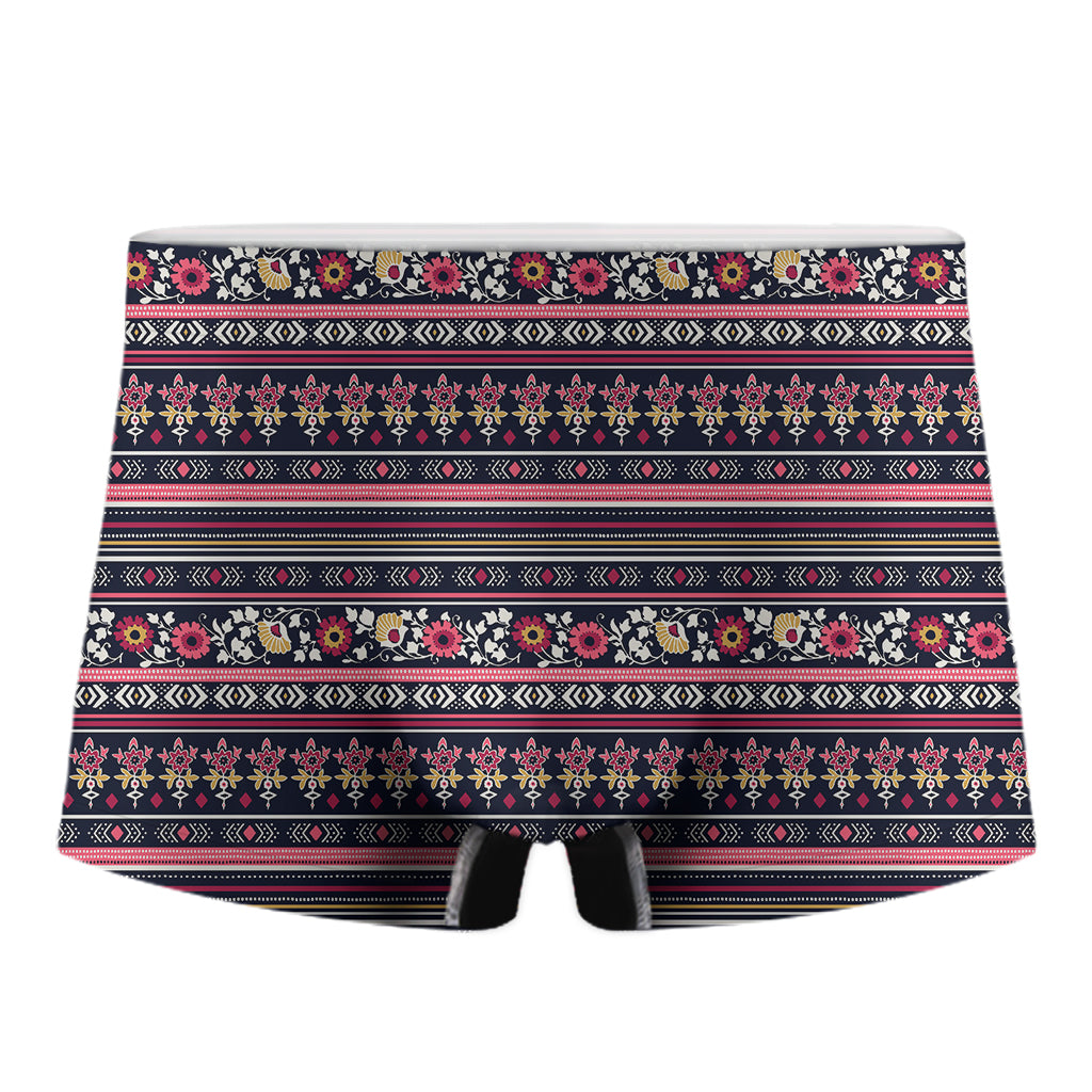 Floral Ethnic Pattern Print Men's Boxer Briefs