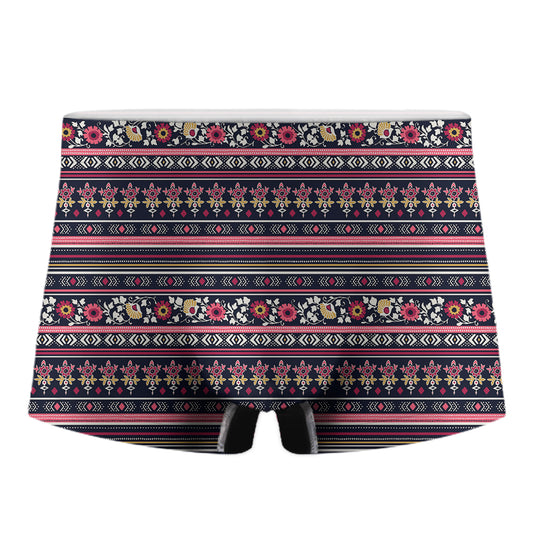 Floral Ethnic Pattern Print Men's Boxer Briefs