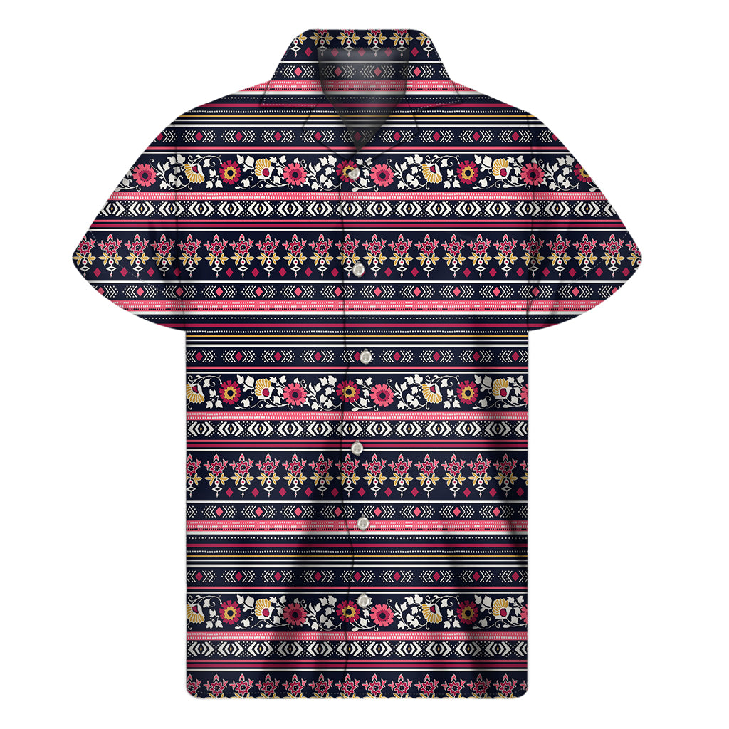 Floral Ethnic Pattern Print Men's Short Sleeve Shirt